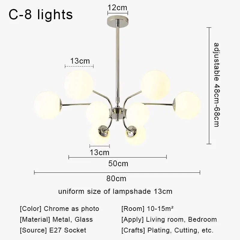 Afralia™ Glass Ball LED Ceiling Chandelier for Modern Living Room and Bedroom