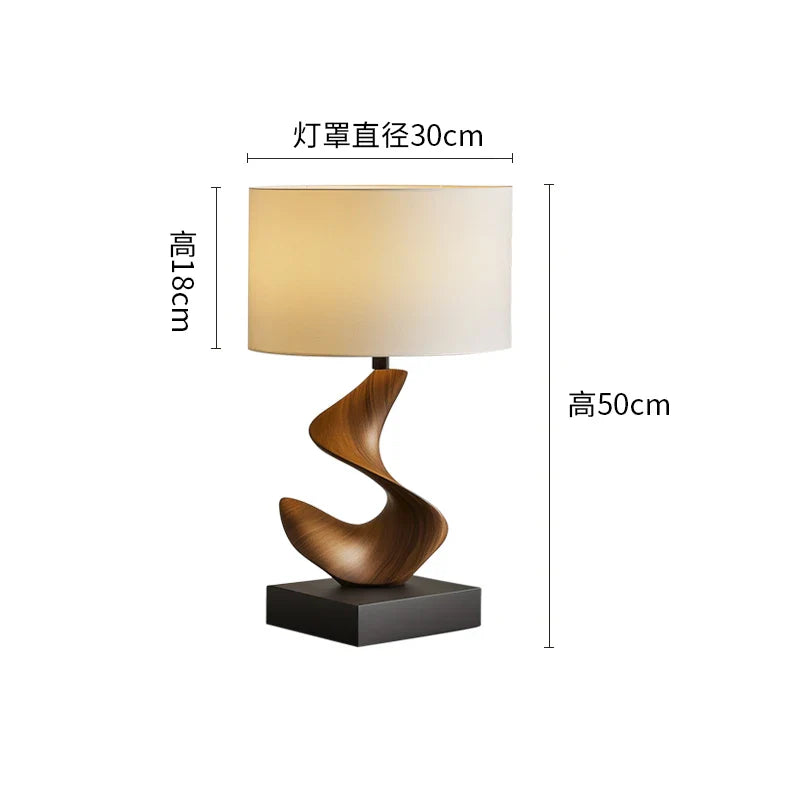 Afralia™ Solid Wood Table Lamp for Living Room, Study, Bedroom, Art Lighting