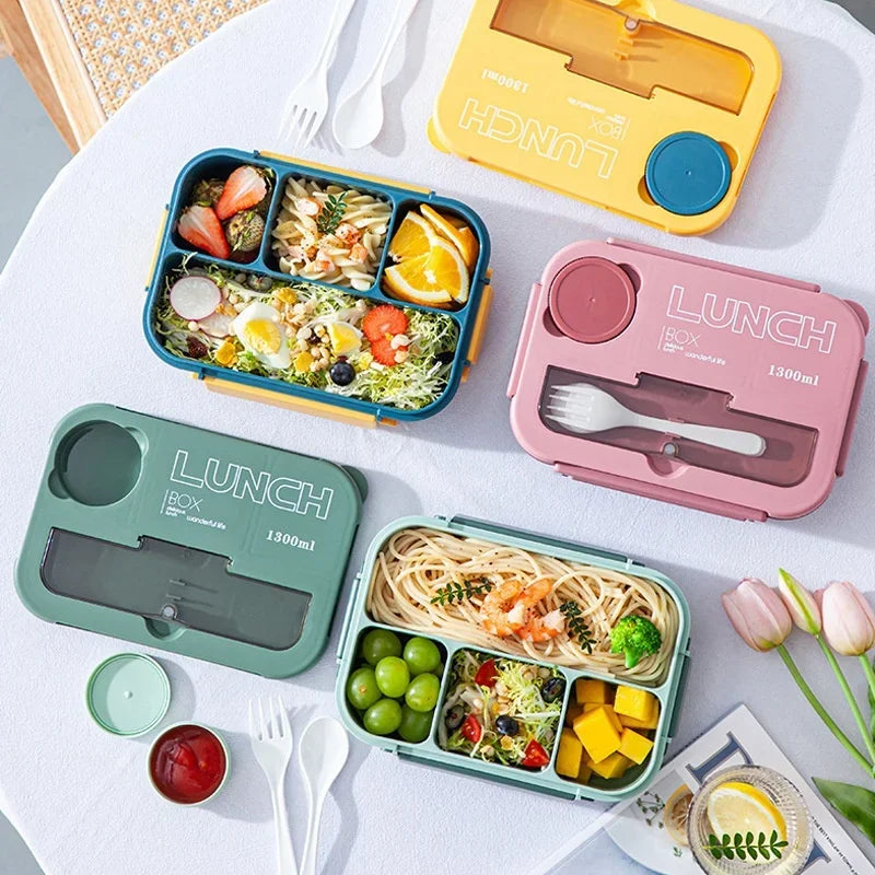 Afralia™ Kids' 1300ML Lunch Box Set with Utensils – Microwave Safe Bento Container