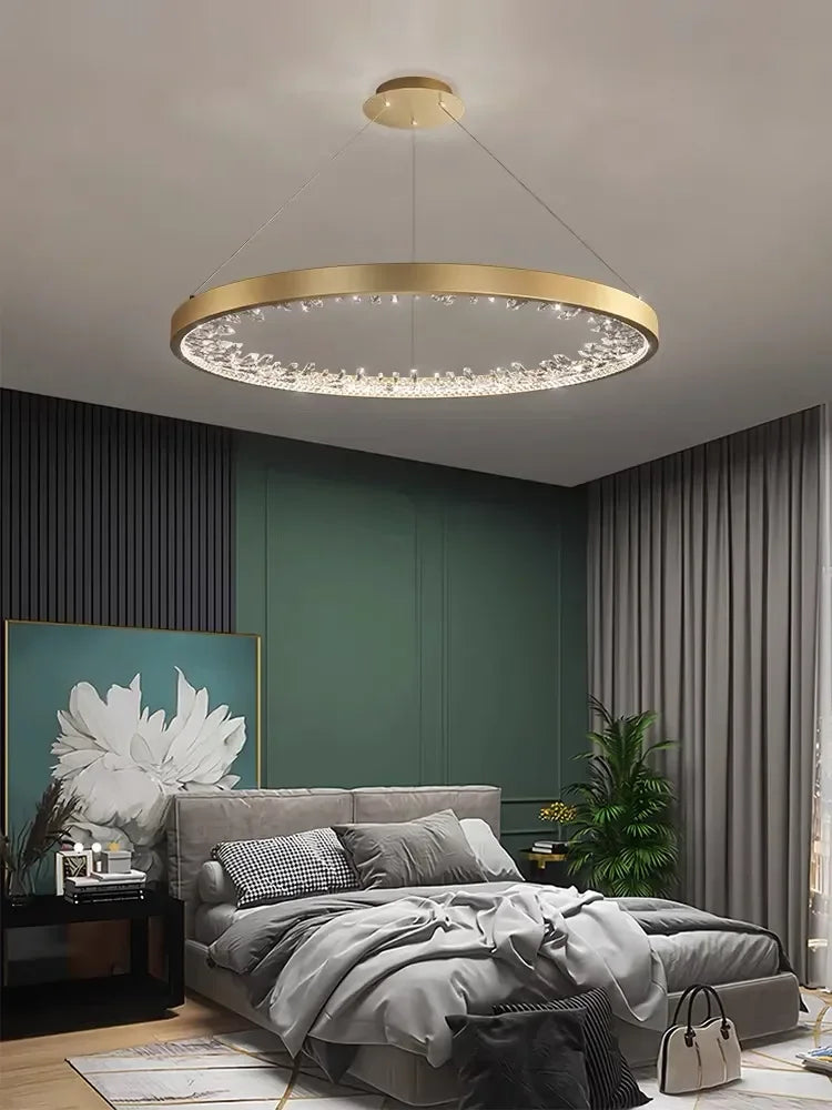 Afralia™ Luxury Crystal Circle Rings Ceiling Chandelier for Living Room and Bedroom