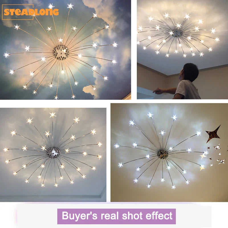 Afralia™ Nordic Sky Star Ceiling Lamps Modern Chandeliers Romantic Bedroom Children's Room Lighting