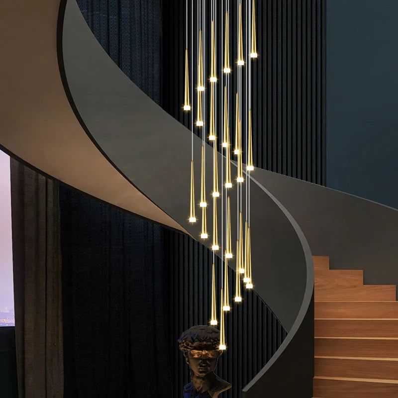 Afralia™ Golden Tapered Chandelier LED - Modern Indoor Lighting for Living Room, Kitchen, and Hall