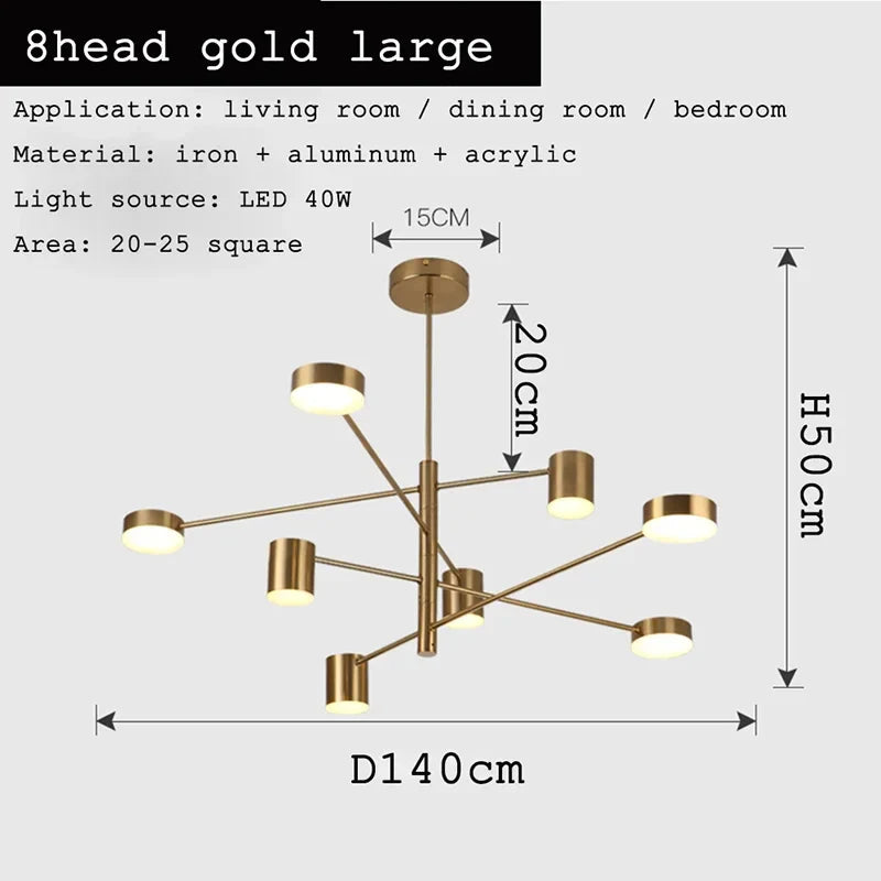 Afralia™ Modern Nordic Black Gold White LED Chandelier for Livingroom Bedroom