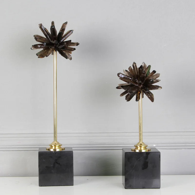 Afralia™ Crystal Handicraft Artificial Flower Metal Figurine Home Decor Accessory