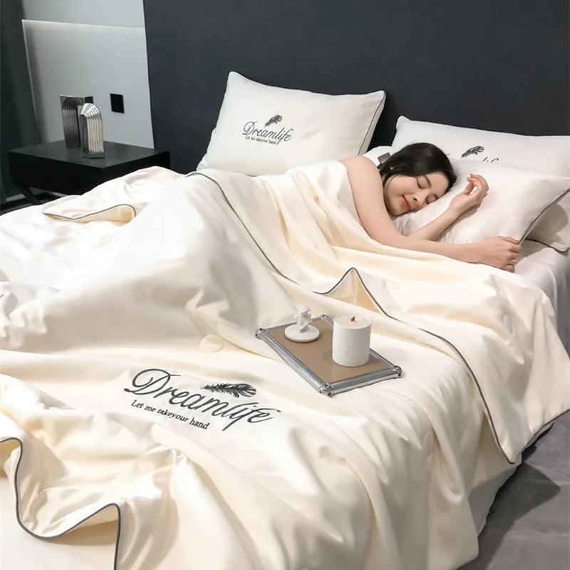 Afralia™ Silk Single Summer Cooling Quilt | Lightweight & Breathable Comforter for Home