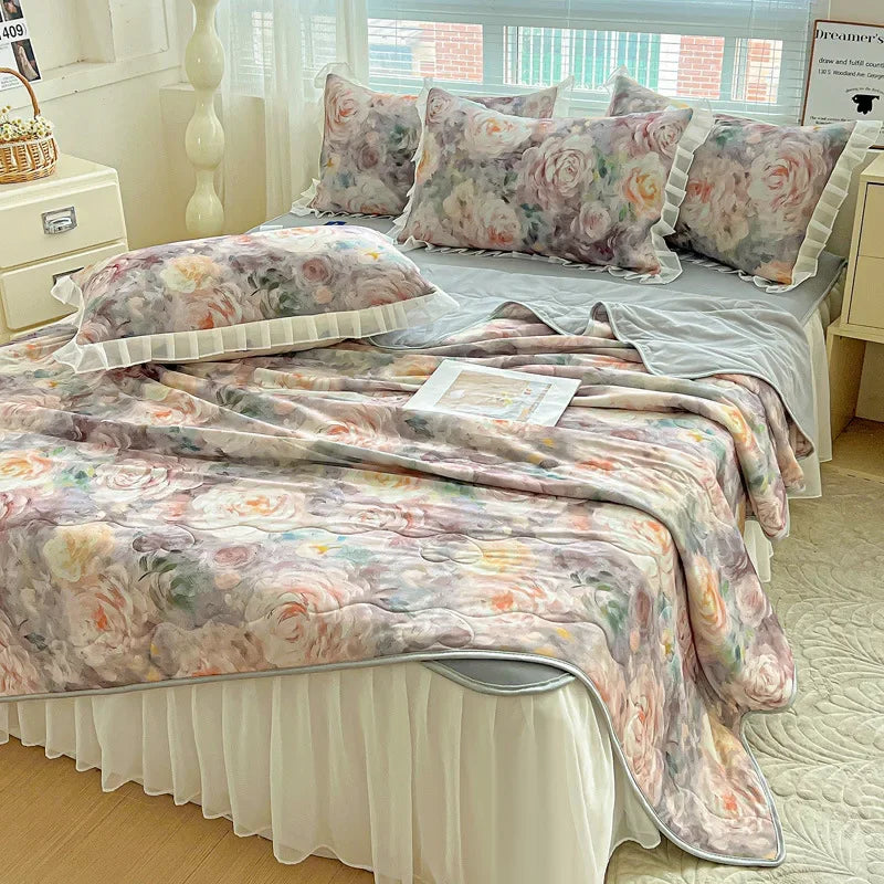Afralia™ Floral Summer Cooling Quilt for Double Single Bed - Soft & Breathable