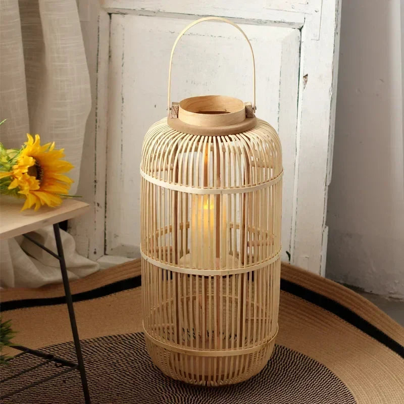 Bamboo Weaving Candlesticks by Afralia™ - Chinese Style Decorative Lanterns for Home and Hotel