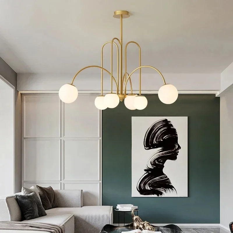 Afralia™ Glass Ball LED Chandelier for Indoor Decor Lighting