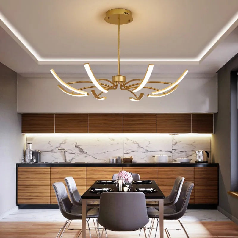 Afralia™ Modern LED Ceiling Chandelier with Remote Control for Living Room - Bedroom Lighting