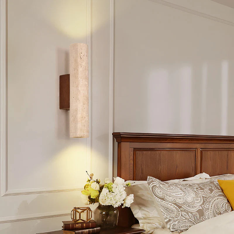 Afralia™ Yellow Travertine Stone LED Wall Lamp - Vintage Stair Light for Living Room & Bedroom
