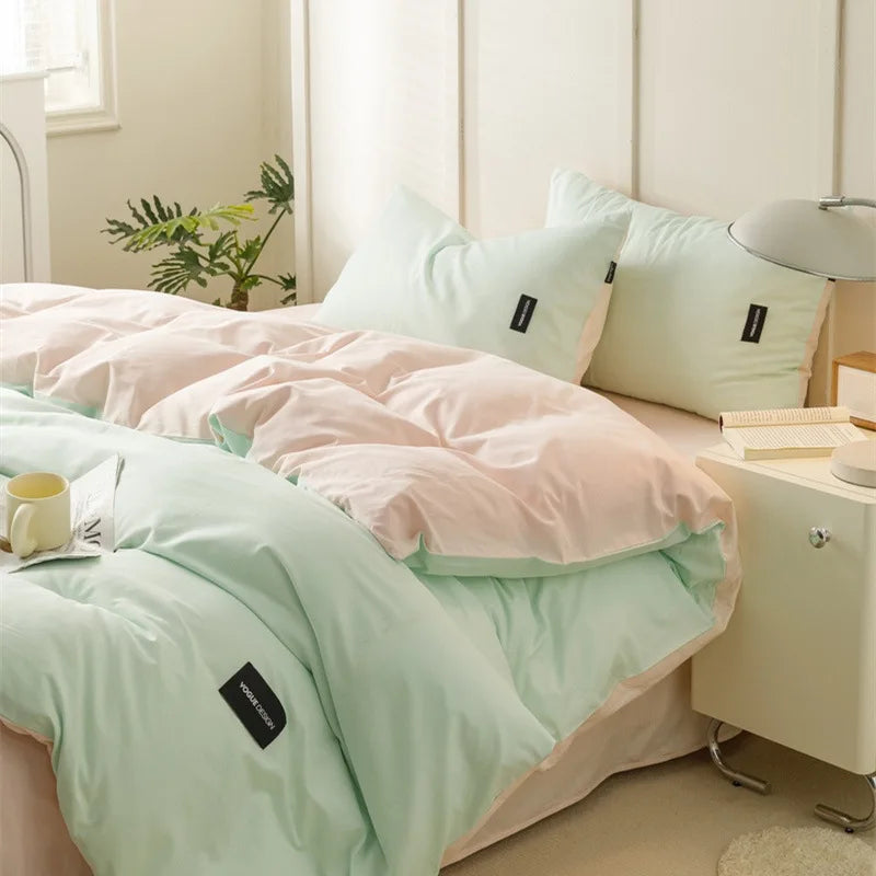 Afralia™ Double-Sided Color Matching Cotton Bedding Set for Adults