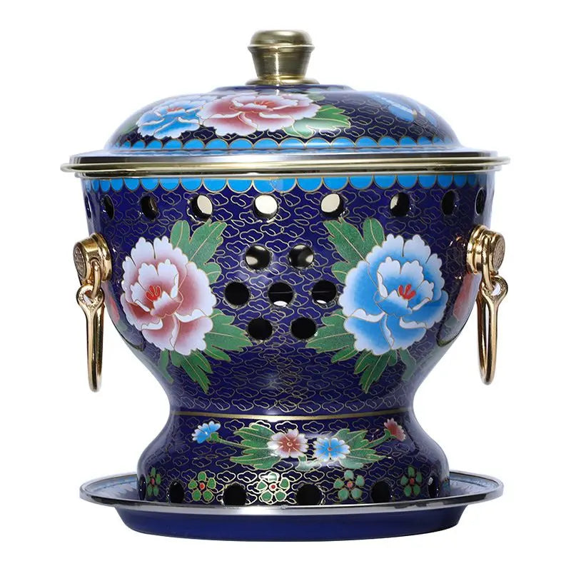 Afralia™ Single Person Enamel Hotpot & Alcohol Pot Set in Pure Copper