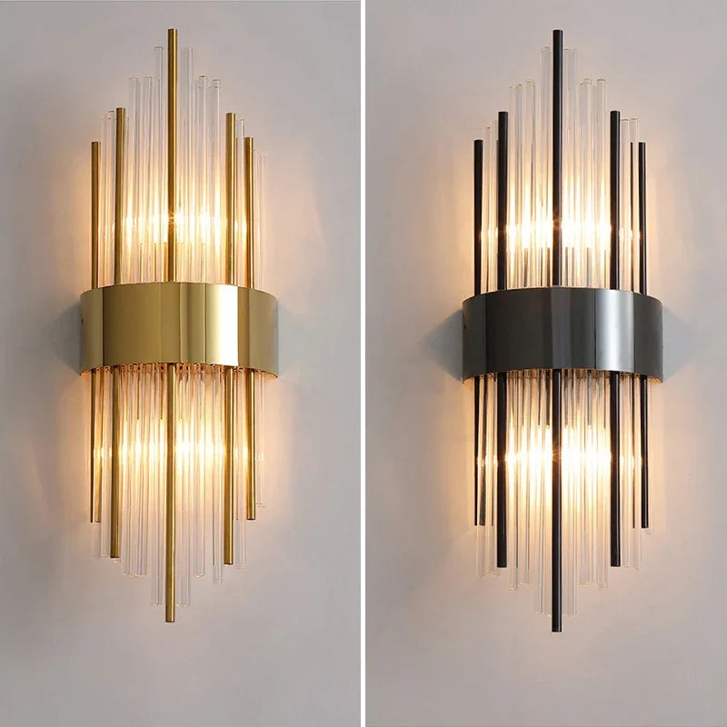 Afralia™ LED Crystal Wall Sconces Gold Luxury Wall Lamp for Living Room & Bedroom