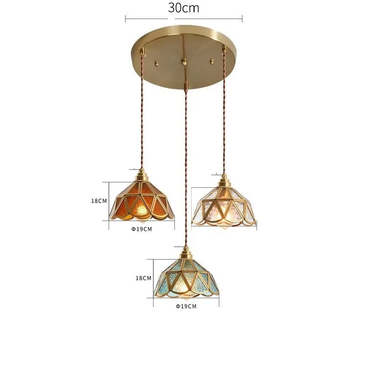 Vintage Pendant Lamp for Bedroom Bar Cafe Glass Copper LED Pendant Lights by Afralia™