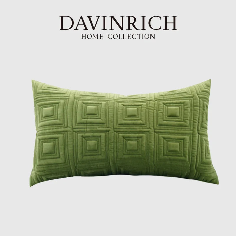Afralia™ Geometric Pattern Quilted Cushion Cover in Retro Pistachio Green
