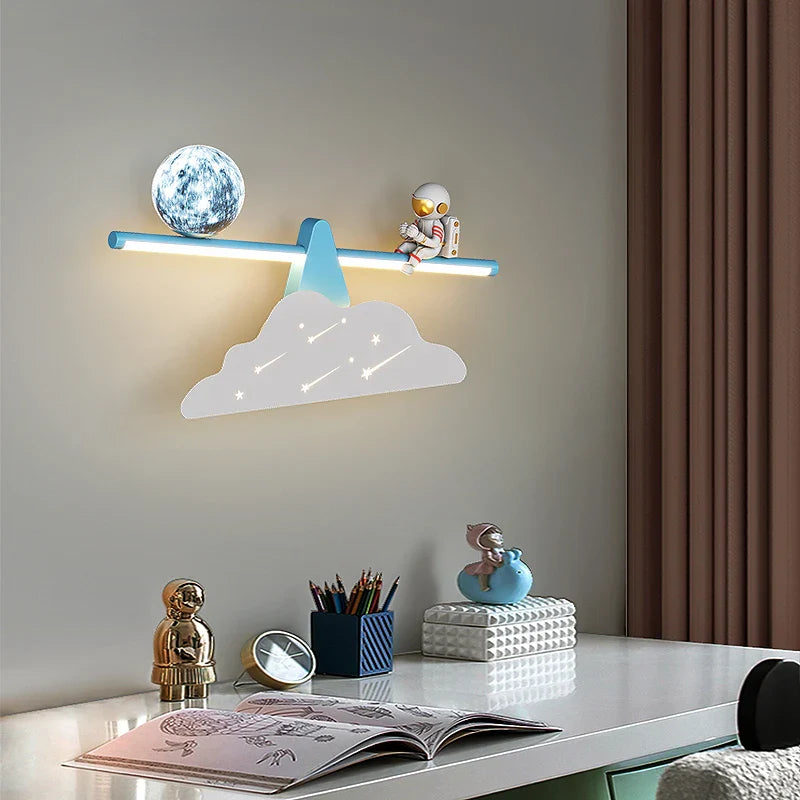 Afralia™ Moon Planet Astronaut Wall Lamp for Luxury Living Room and Bedroom