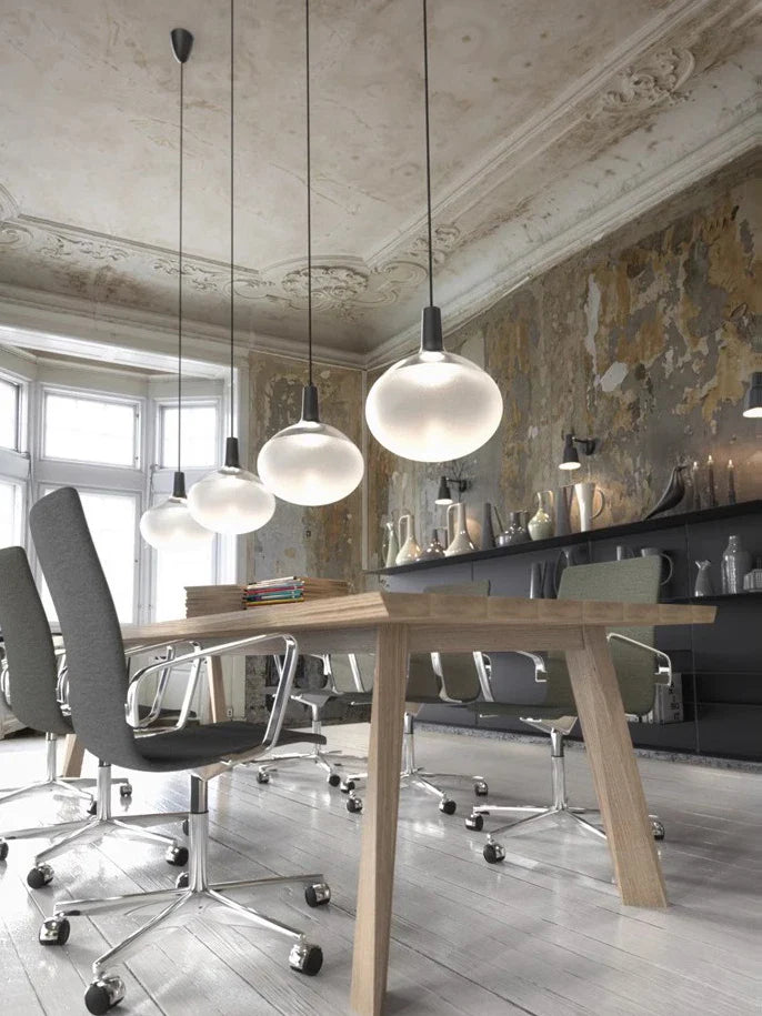 Afralia™ Matt White Glass Globe COB LED Ceiling Chandelier Pendant Light