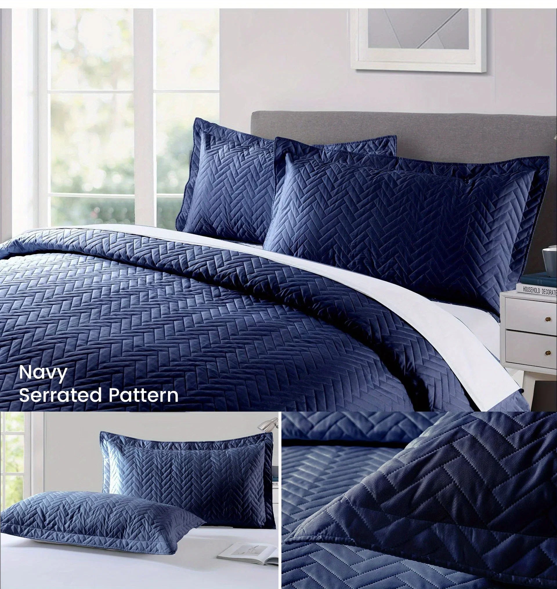 Afralia™ Coin Pattern Quilt Bedding Set with Pillow Shams