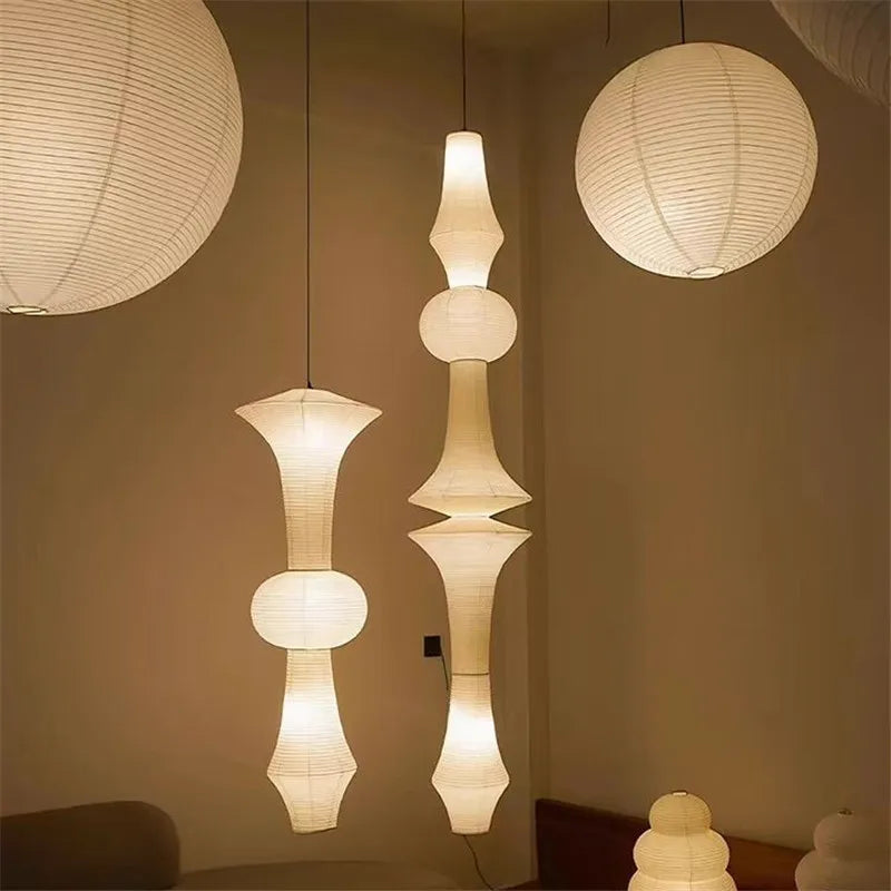 Akari Paper Pendant Lamp by Afralia™ - Noguchi Style Chandelier for Living Room & Bedroom