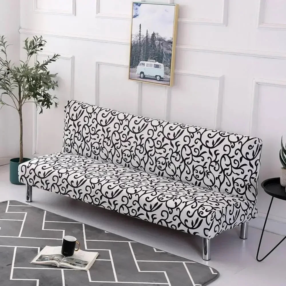 Afralia™ Armless Futon Sofa Cover Slipcover Elastic No Armrest