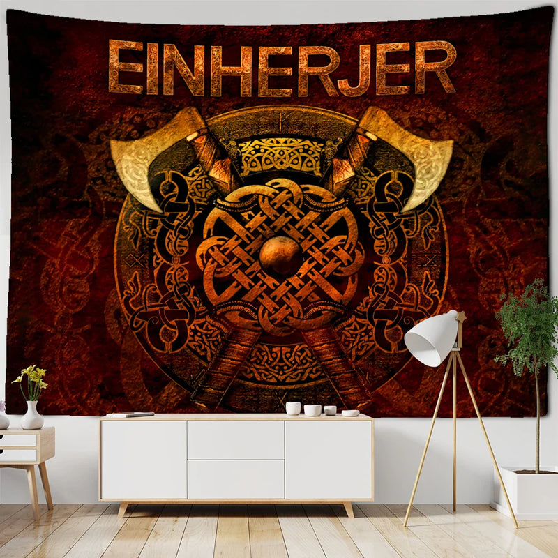 Afralia™ Raven Mystery Tapestry Wall Hanging - Psychedelic Viking Character Design
