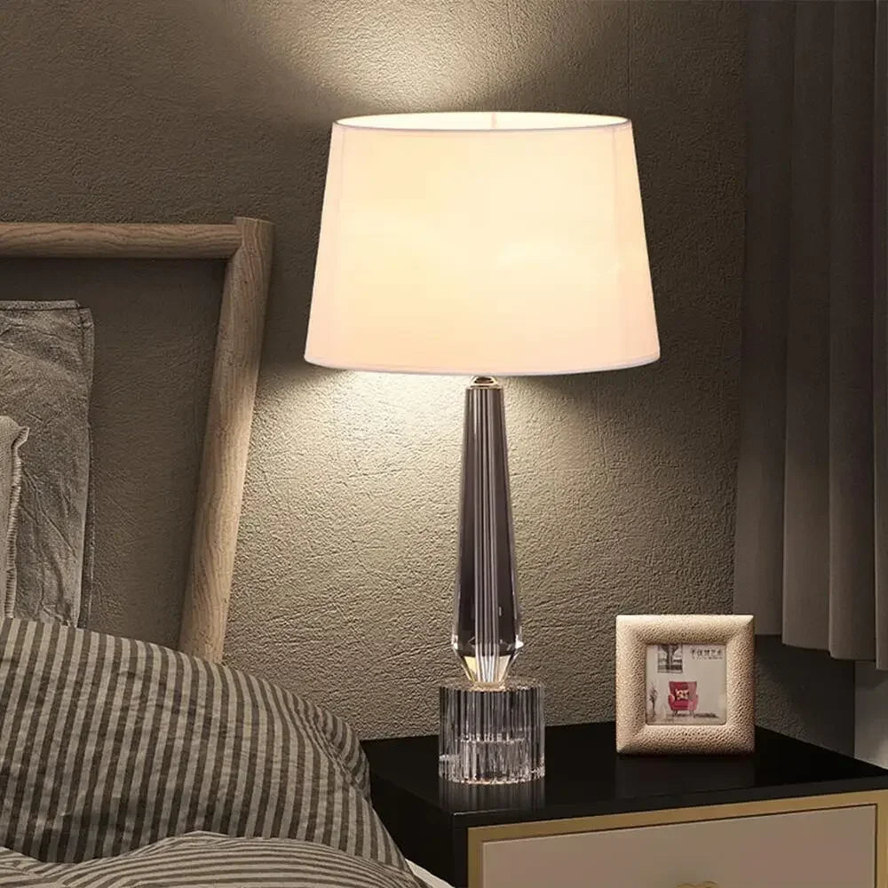 Afralia™ Crystal Table Lamp with Remote Control, LED Light for Living Room, Bedroom & Bedside