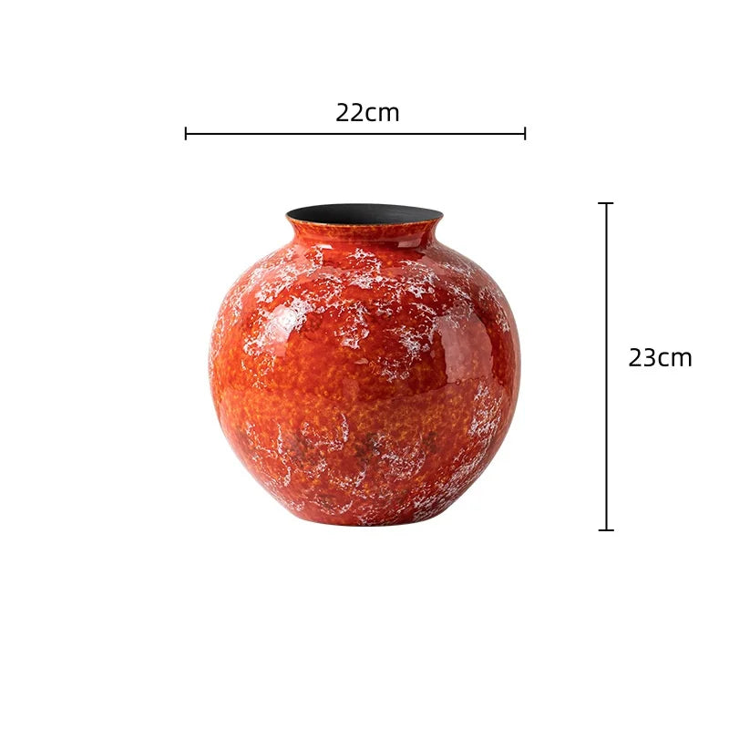 Afralia™ Red Porcelain Vase: The Kiln Turns Red Glaze Flower Vase & Terrarium