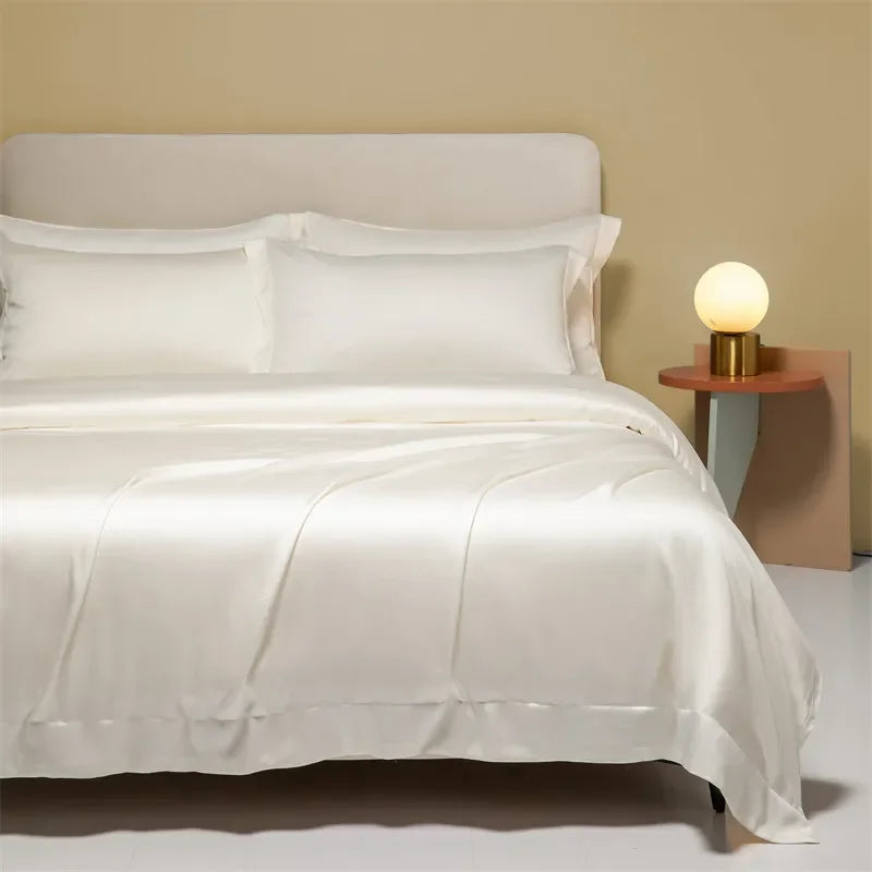 Afralia™ 120S Natural Fabric Bedding Set Summer Cooling Fitted Sheet Skin Friendly Bedclothes