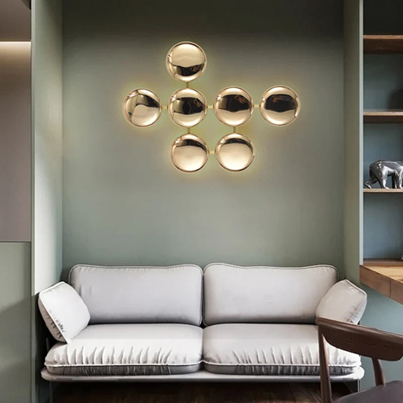 Afralia™ Gold Round LED Wall Lamps for Luxury Home Decor