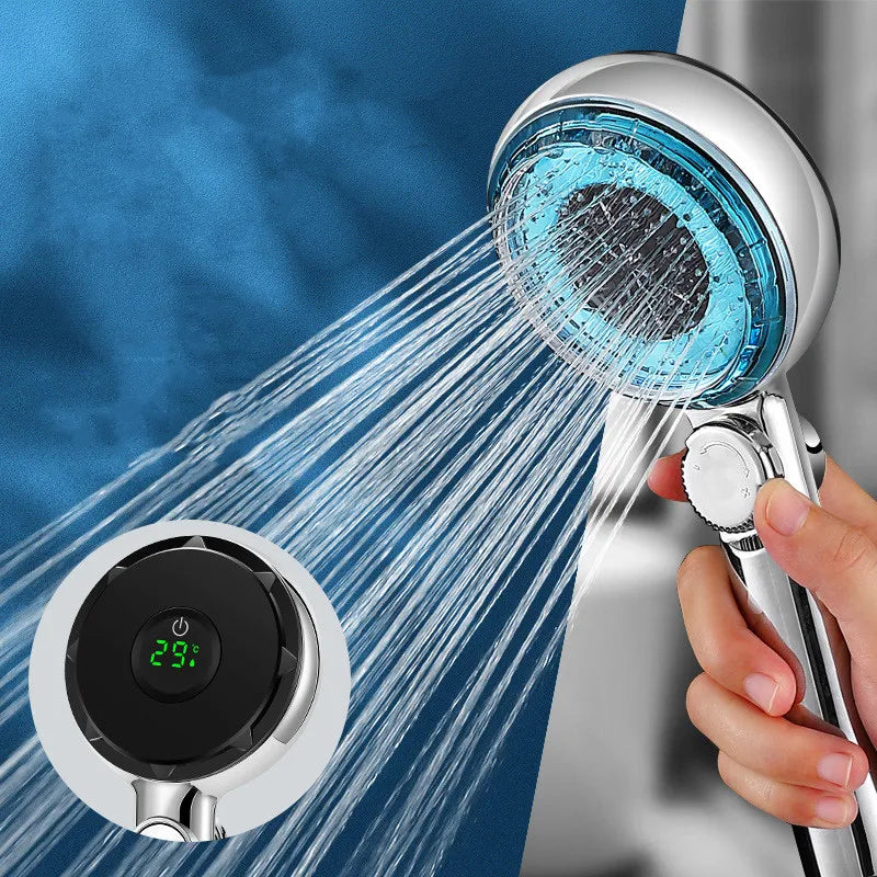 Afralia™ LED Filtered Shower Head with Digital Display - High Pressure Water Saving