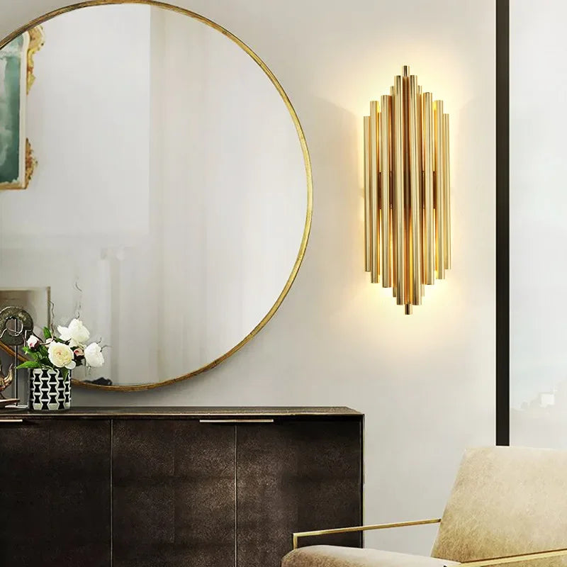 Afralia™ Crystal Gold LED Wall Sconce for Bedroom Living Room Home Decoration