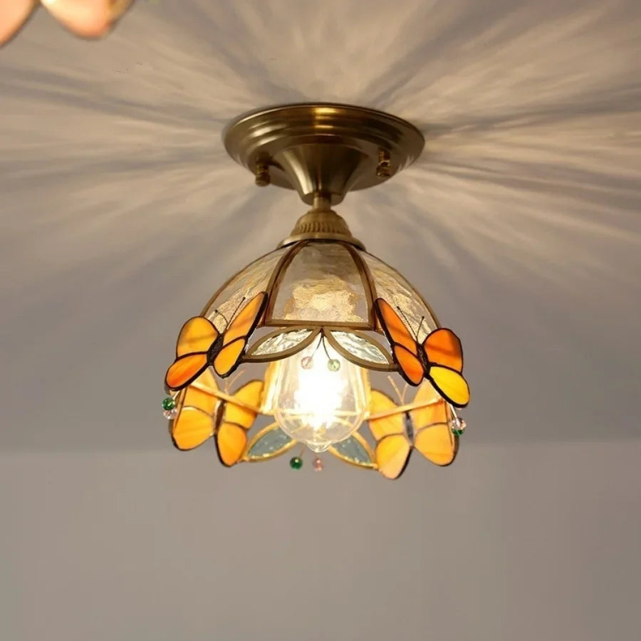 Afralia™ Tiffany Style Glass LED Ceiling Light