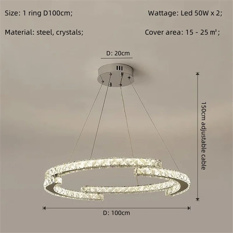 Afralia™ Crystal LED Chandelier Pendant Light Modern Luxury Foyer Ceiling Lamp