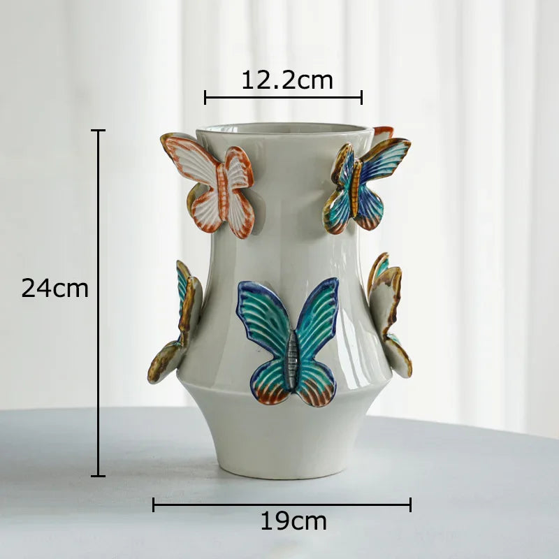 Afralia™ Butterfly Ceramic Vase: Decorative Pot for Flowers, Table Decoration, Room Aesthetic