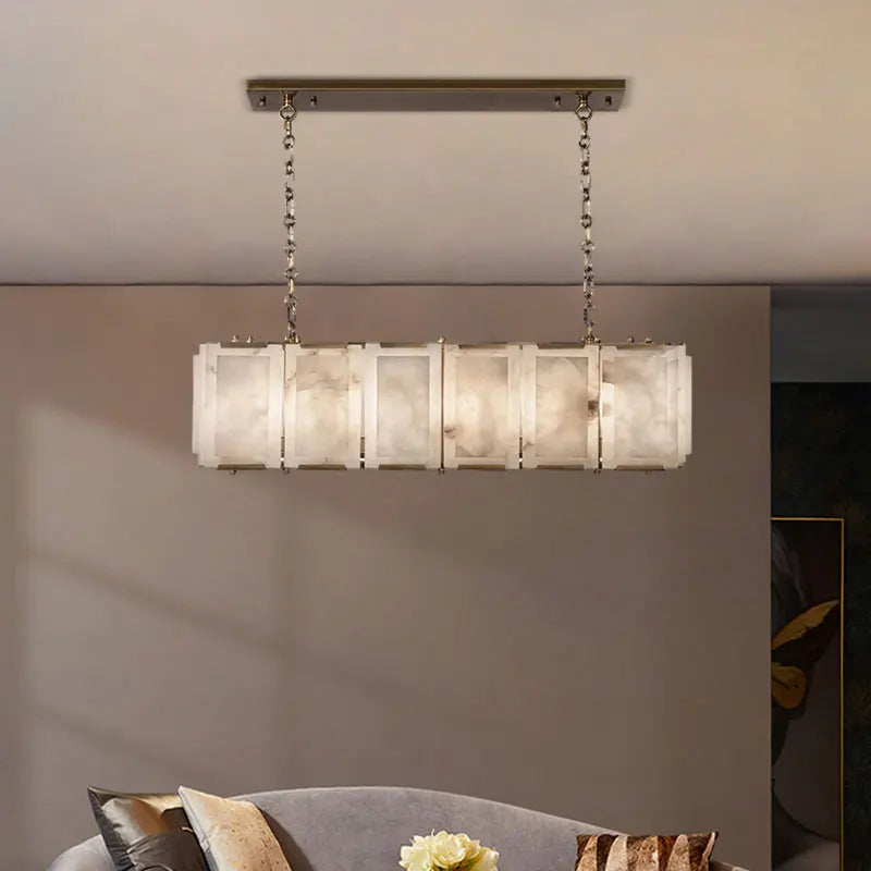 Afralia™ Dimmable LED Marble Art Chandelier Ceiling Light for Dinning Room