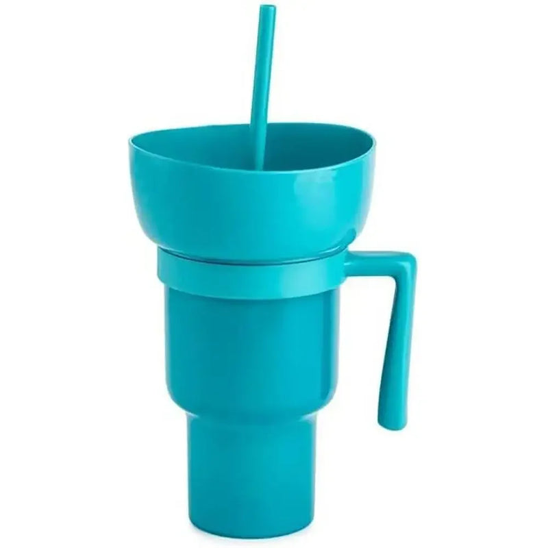 Afralia™ Snack Bowl & Drink Tumbler: 2-in-1 Stadium Cup with Straw, Leakproof & Portable