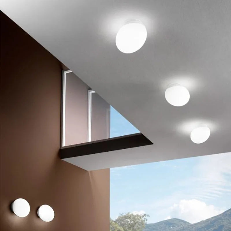 Afralia™ White Glass Ball LED Wall Sconce: Modern Nordic Indoor Lamp for Living Room, Bedroom.