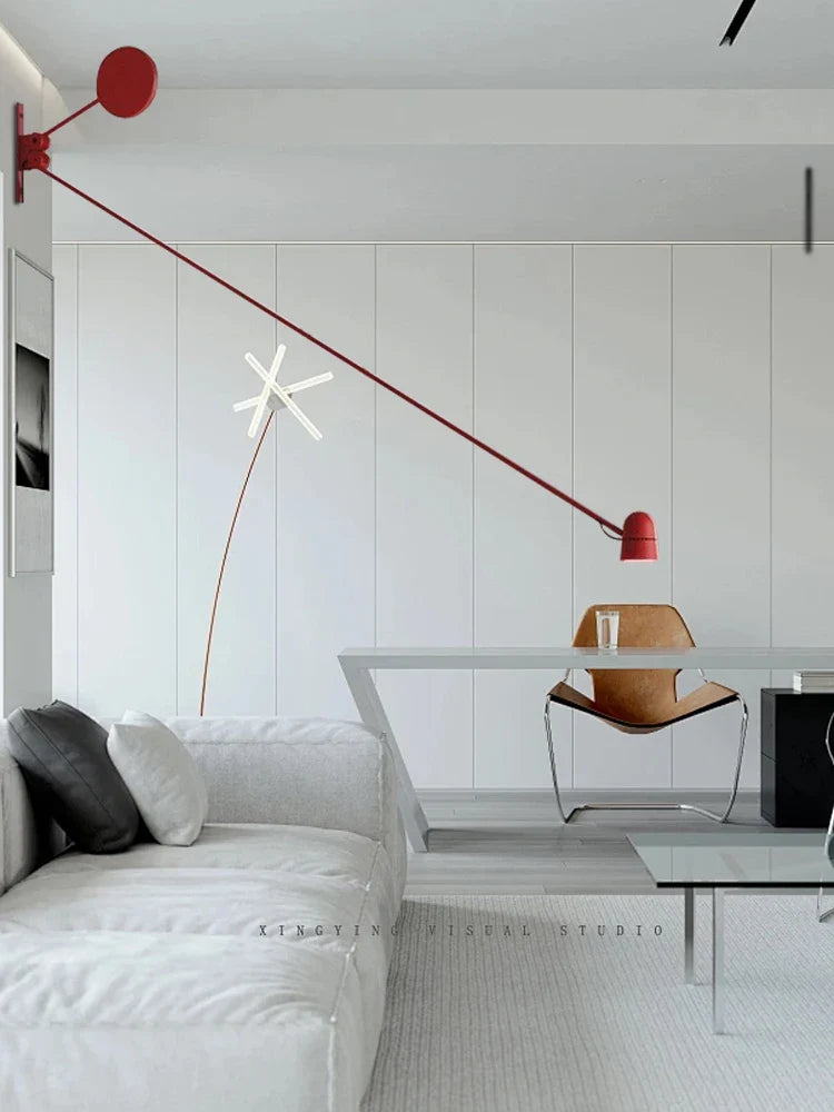 Afralia™ Adjustable LED Swing Arm Wall Sconce in Red/Black - Modern Lighting