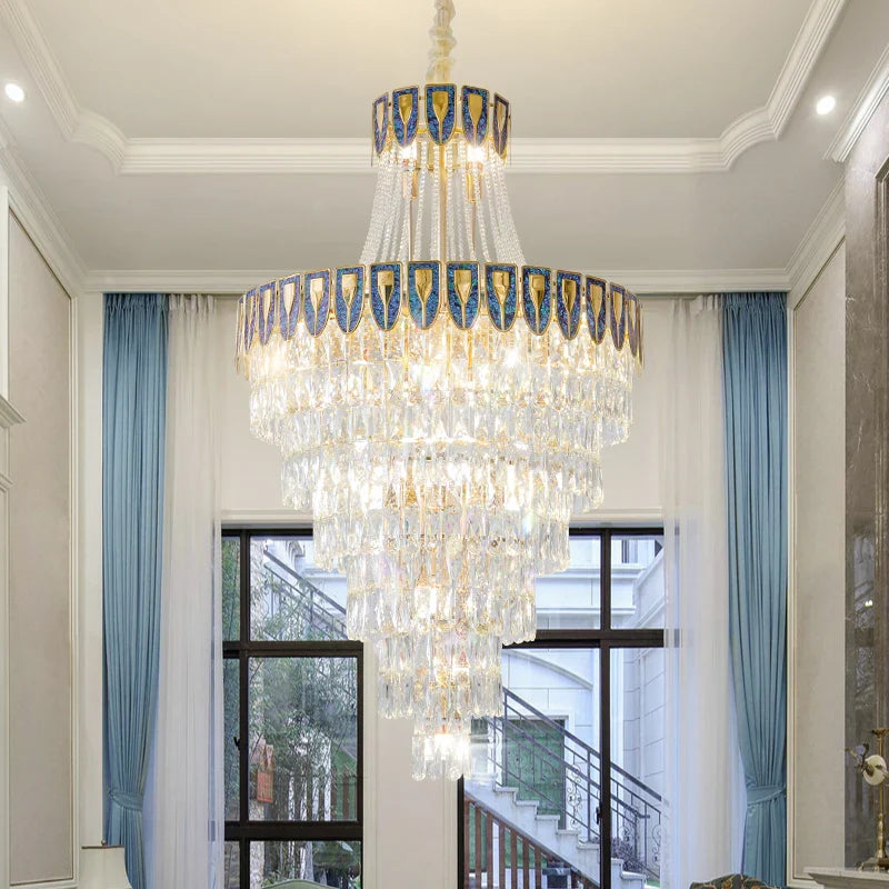 Afralia™ Crystal Chandelier Art Living Room Lighting for Duplex Buildings and High-End Restaurants