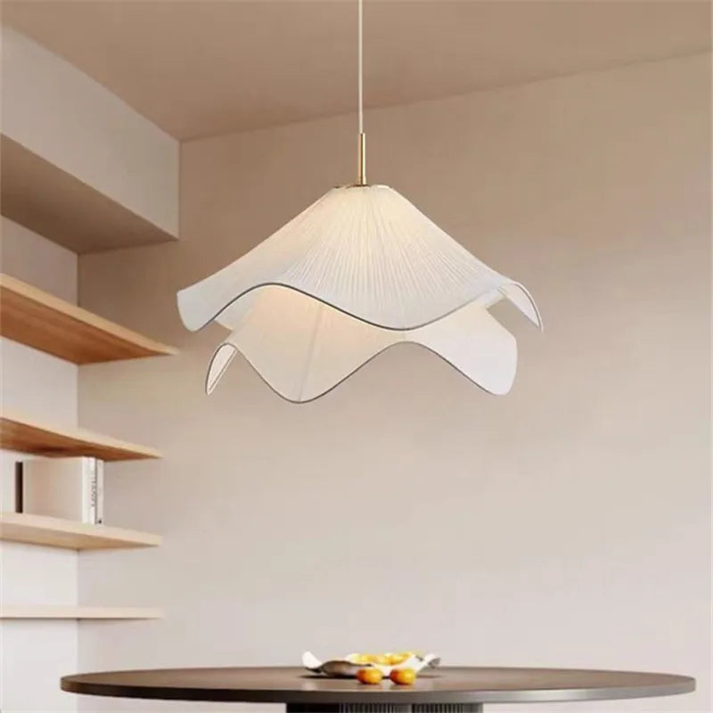 Afralia™ Fabric Pendant Light: LED Nordic Hanging Lamp for Bedroom Home Decor
