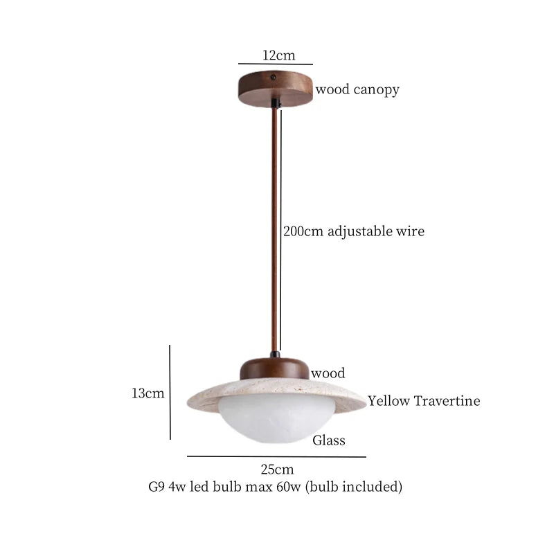 Afralia™ LED Hanging Lamps Yellow Travertine Pendant Lighting for Bedroom Living Dining Room