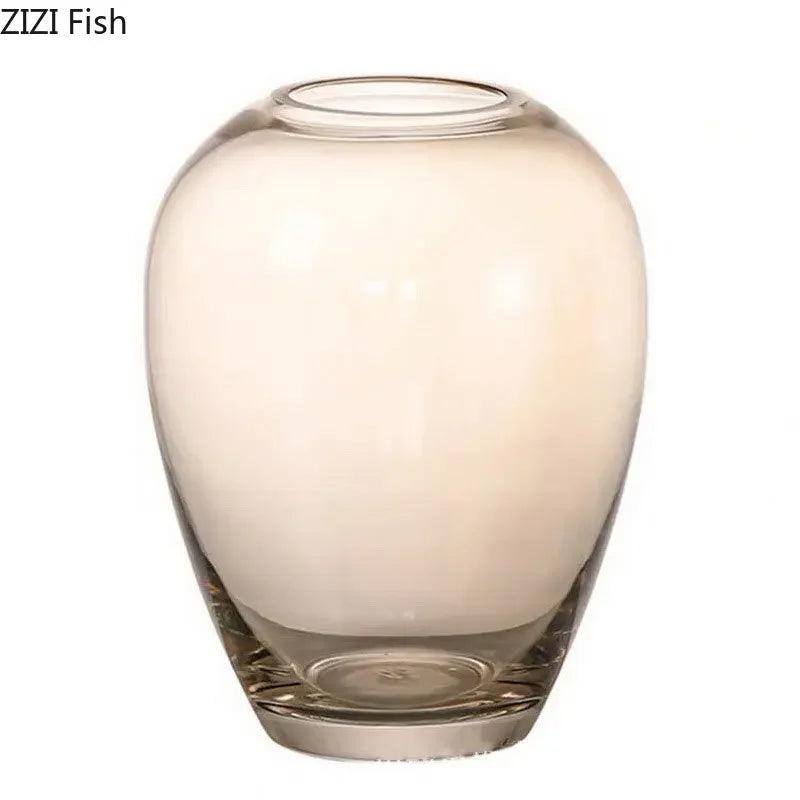 Afralia™ Amber Glass Vase Transparent Hydroponics Flower Pot Modern Home Decor