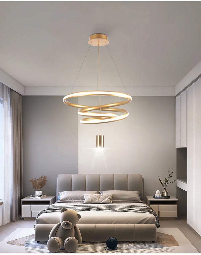 Afralia™ LED Circular Chandelier for Living Room Dining Bedroom Hall Lighting