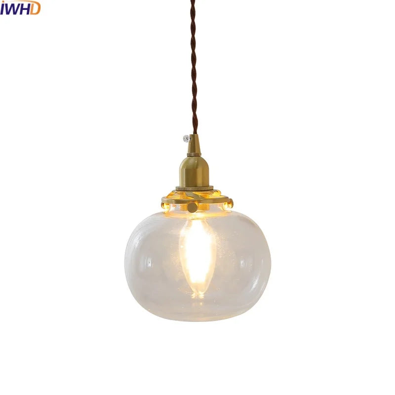 Afralia™ Clear Glass LED Copper Chandelier Pendant Light for Modern Home Decor.