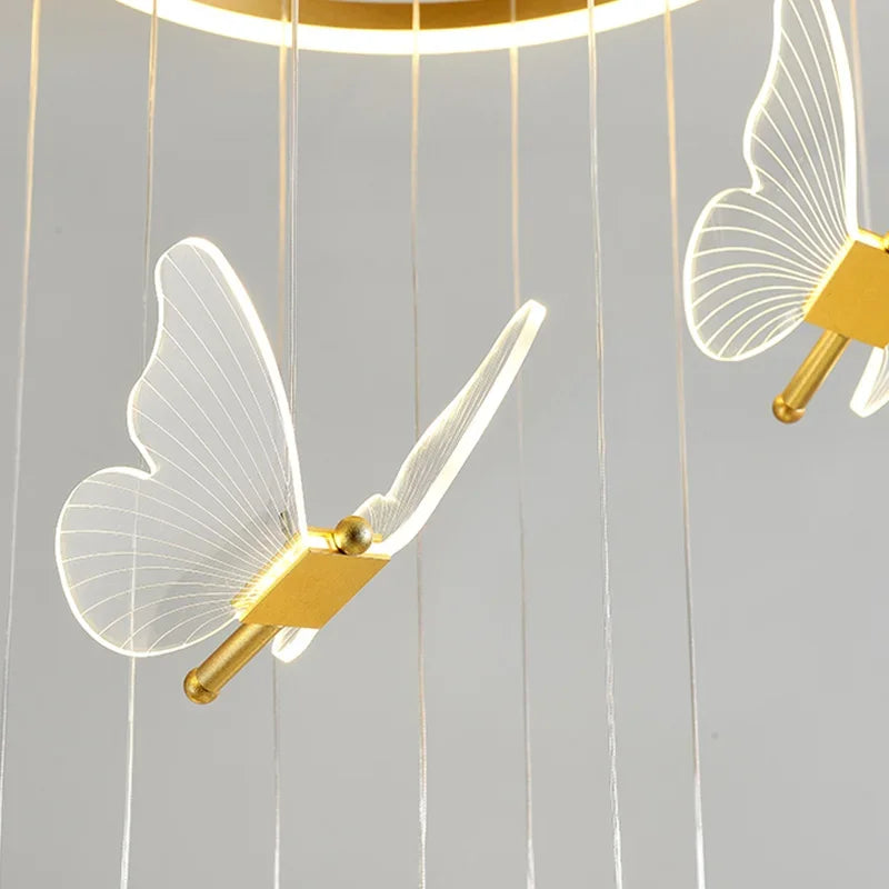 Afralia™ Butterfly LED Chandelier for Duplex Villa Living Room Romantic Wedding Decor