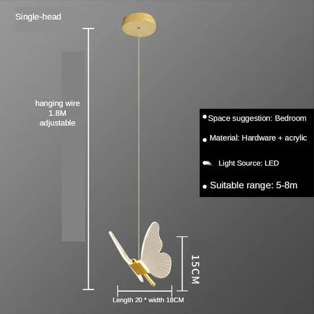 Afralia™ Butterfly Acrylic Chandelier LED Pendant Lamp for Home Indoor Lighting