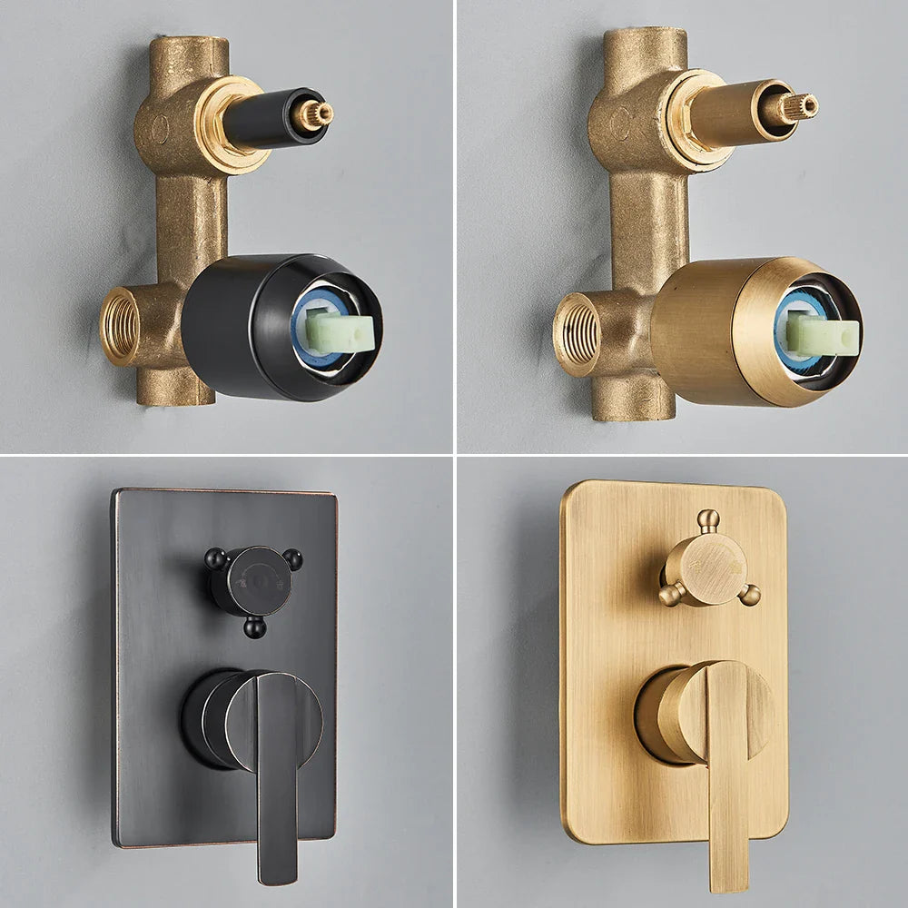 Afralia™ Brass 8" Rainfall Shower Faucet Set Wall Mounted Mixer System for Bath