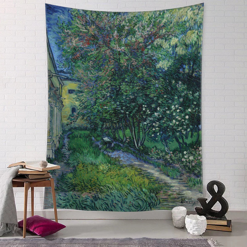 Afralia™ Mystic Garden Path Tapestry Wall Hanging - Van Gogh Oil Painting Inspired Art