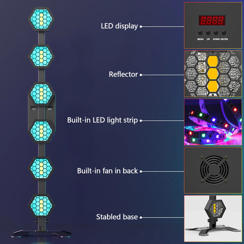 Afralia™ 240W Linear Vintage Light Set 6PCS COB LED Stage Light party Concert DJ Hall