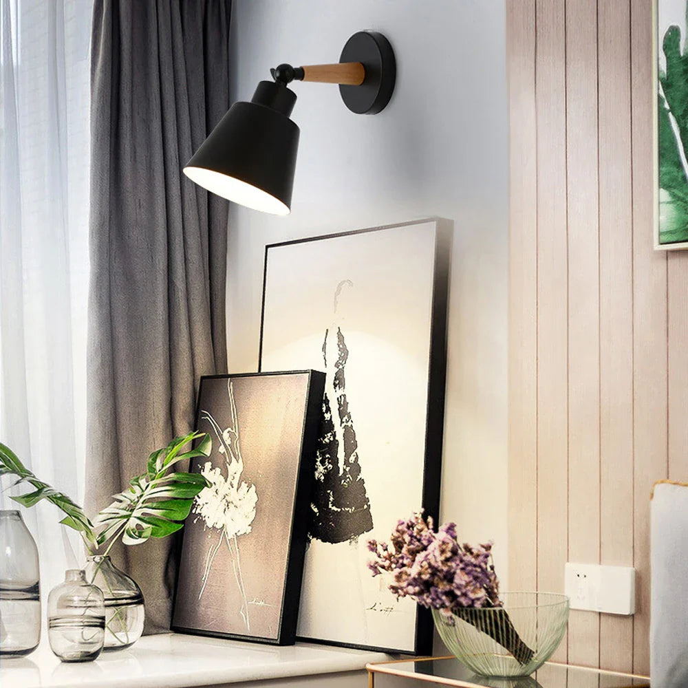 Nordic Wood Sconce Lights E27 for Bedroom Living Room, Afralia™ LED Wall Lamp Home Decor